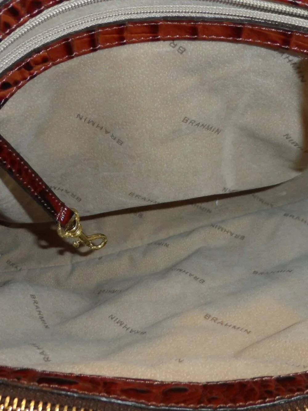 New Brahmin Elisa Pecan Melbourne Leather Handbag